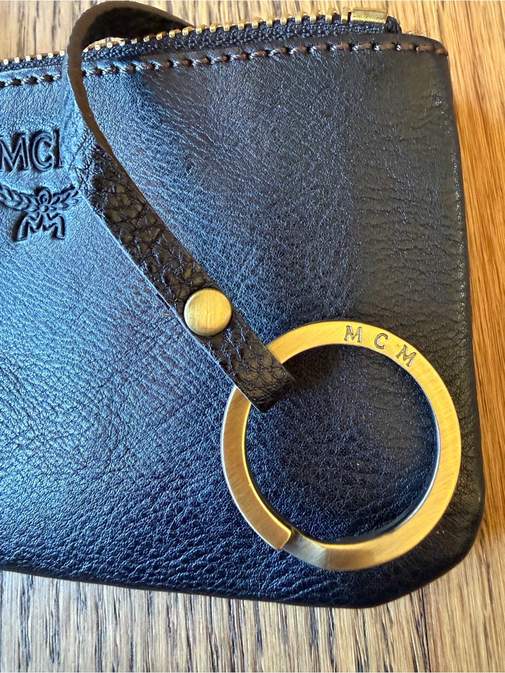 MCM Black Leather Keychain Coin Pouch - Picture 5 of 8
